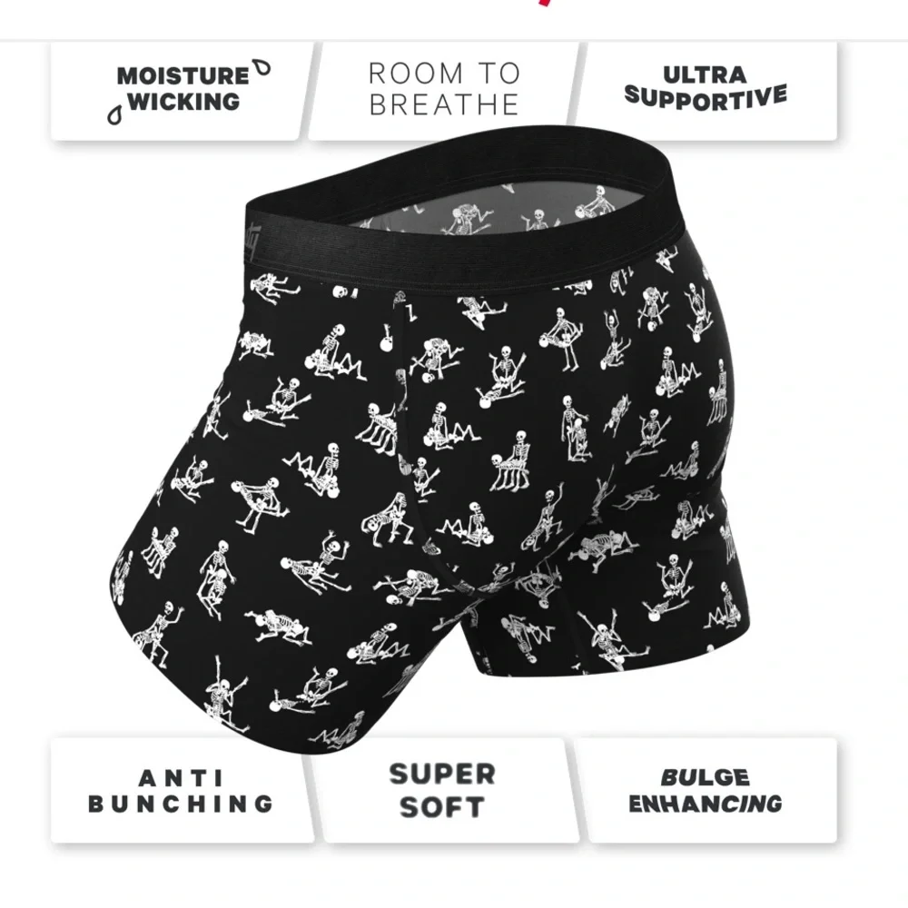 The Bare Back Bones Glow in the Dark Skeletons Ball Hammock®‎ Pouch Underwear